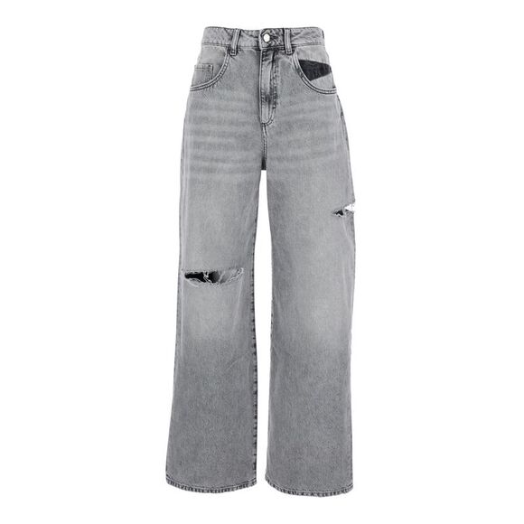 ICON DENIM Denim - Icon Denim Grey High Waisted Jeans With Ripped Details In Denim Woman